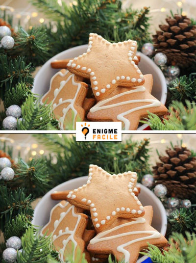 Trouvez les 7 différences (biscuits de Noël) - Enigme Facile